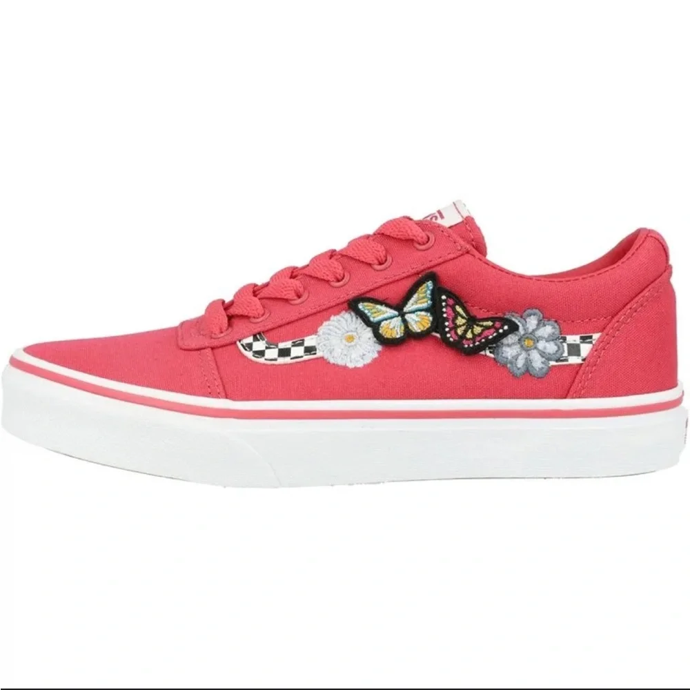 Vans Girls Sz 3 Pink Old School Skool Ward Butterflies Skate Shoes Sneakers Kids